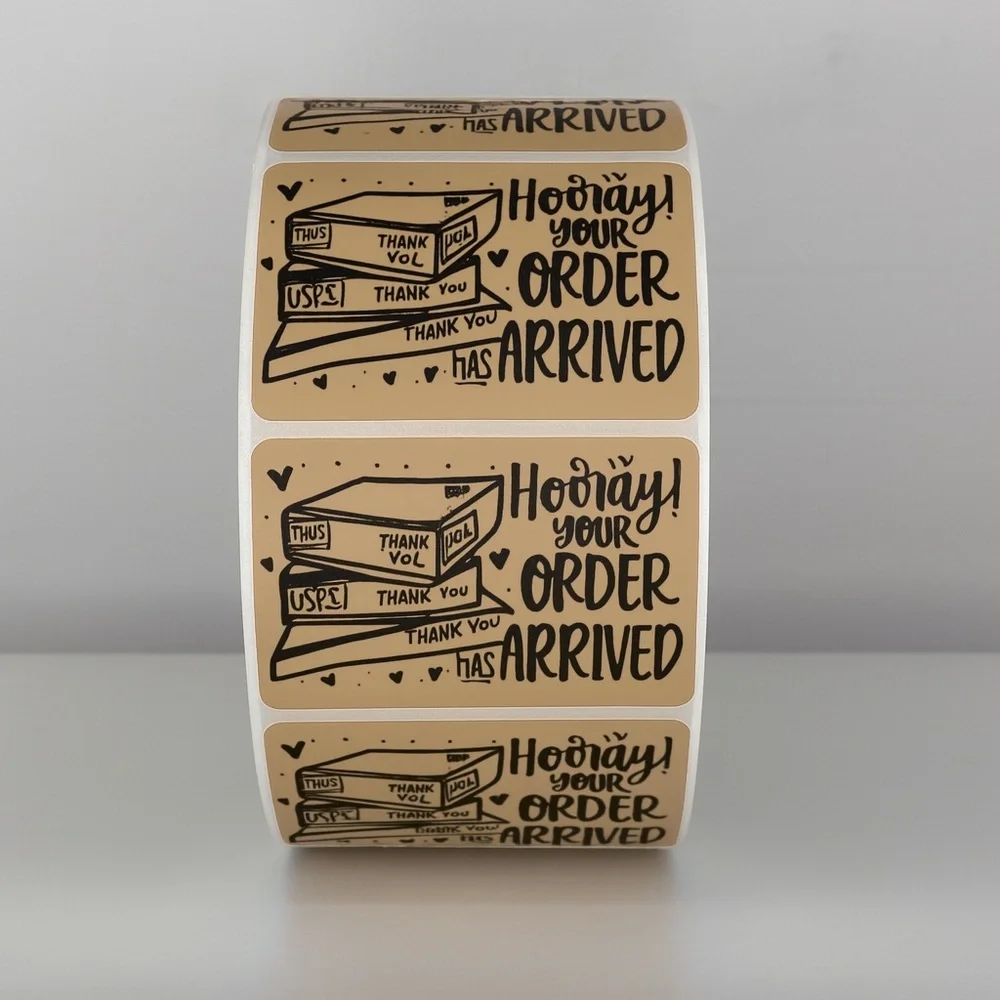 Hooray Your Order Has Arrived Stickers | Yellow Cute Packaging Labels